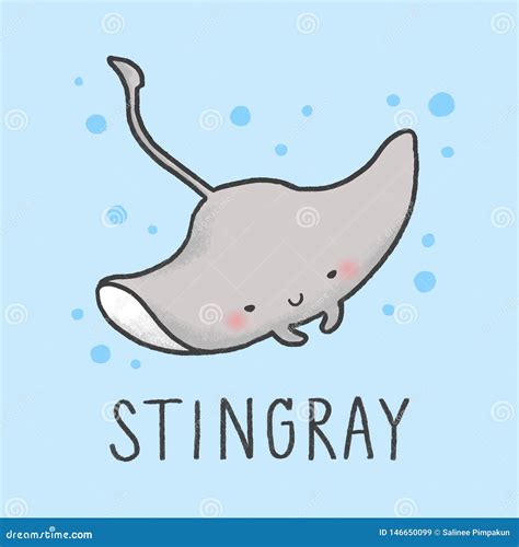 Cute Stingray Cartoon Hand Drawn Style Stock Illustration - Illustration of cartoon, baby: 146650099