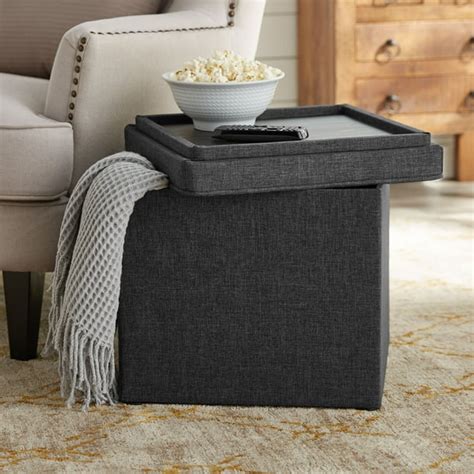 Better Homes & Gardens Storage Ottoman with Tray, 16", Grey - Walmart ...