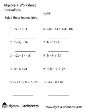 Free Printable Algebra 1 Worksheets - Also Available Online