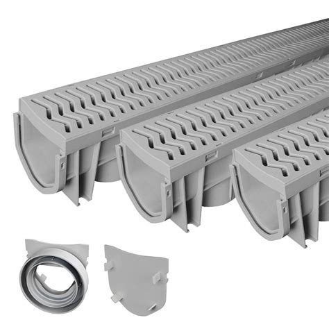 Source 1 Drainage Trench & Driveway Channel Drain with Concrete Grey Grate- Buy Online in United ...