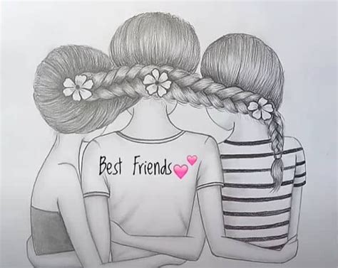 How To Draw Three Best Friends Hugging Each other with Pencil ||Pencil ...