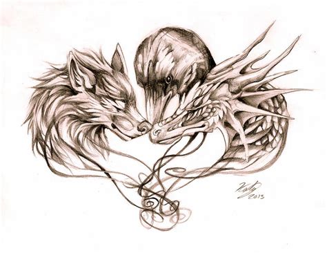 Wolf Dragon and Crow Tattoo by Lucky978 on DeviantArt