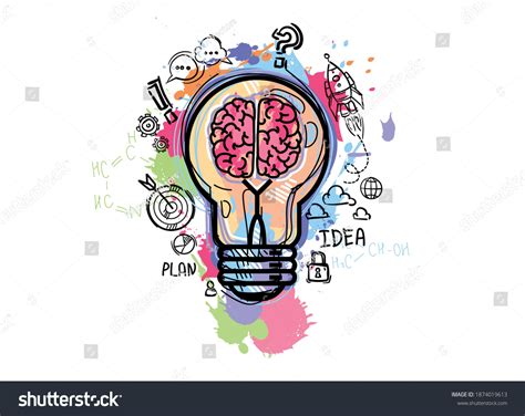 Light Bulb Brain Drawing Business Strategy Stock Vector (Royalty Free ...