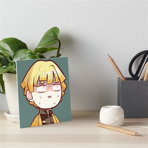 "Zenitsu Scared Funny Face" Art Board Print by SoulsSmoker | Redbubble