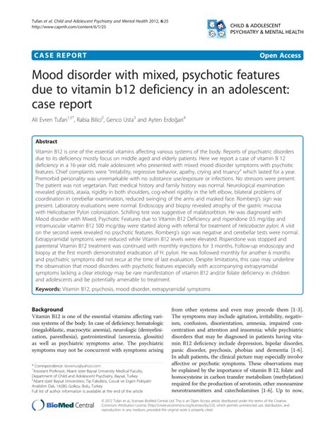 (PDF) Mood disorder with mixed, psychotic features due to vitamin B12 ...