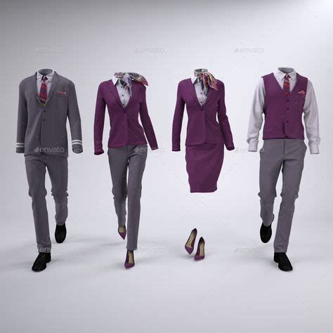 Airline Cabin Crew or Hotel Staff Uniforms Mock-Up | Hotel uniform ...