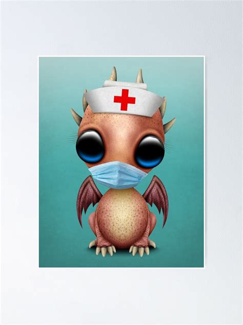 "Cute Baby Red Dragon Nurse" Poster for Sale by JeffBartels | Redbubble