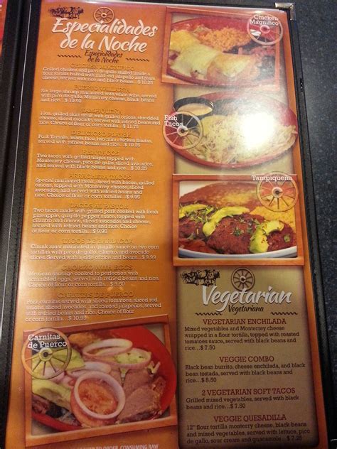 Menu at La Carreta restaurant, Gardner