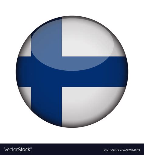 Finland flag in glossy round button of icon Vector Image