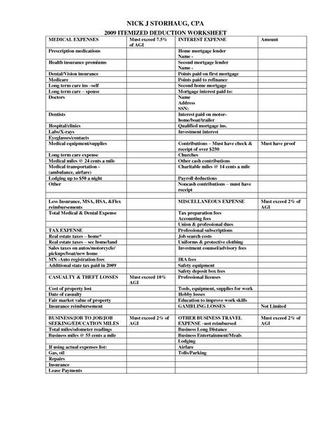 California Itemized Deductions Worksheet