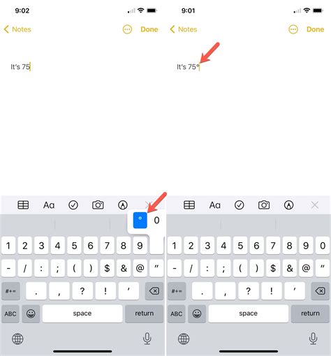 How to type the degree° symbol on iPhone, iPad, and Mac