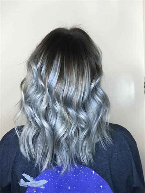 Steel blue hair done by me 🖤 | Gray hair highlights, Grey hair ...