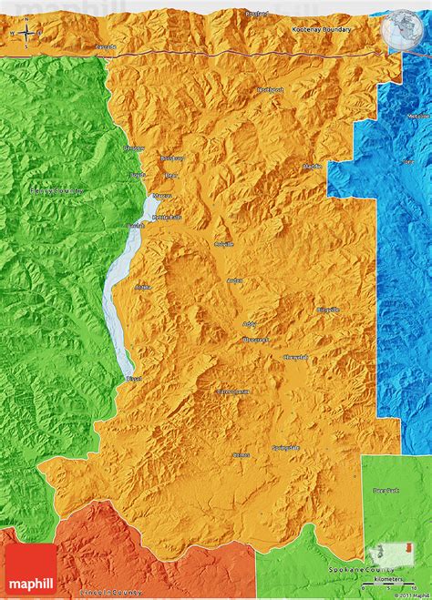 Political 3D Map of Stevens County