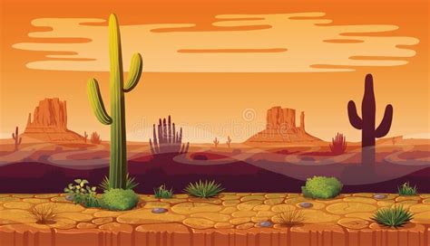 Seamless background of landscape with desert and cactus. A high quality horizont , #Affiliate, # ...