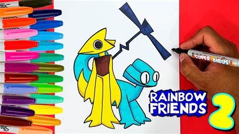 HOW TO DRAW RAINBOW FRIENDS 2 CYAN AND YELLOW MONSTERS (ROBLOX)