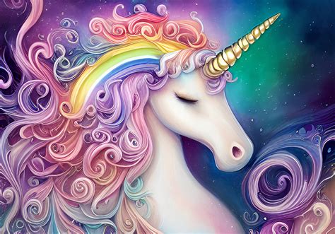 Unicorn Digital Background, Cute Unicorn Background,magical Fantasy Unicorn With Background ...