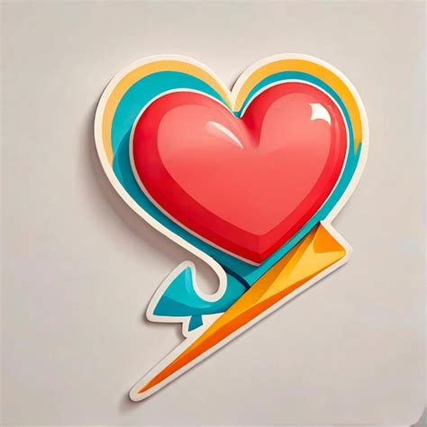 Premium Photo | Cute heart cartoon stickers 3d sticker with heart