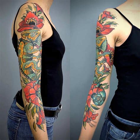 Top 49 Best Flower Tattoo Sleeve Ideas - [2021 Inspiration Guide]