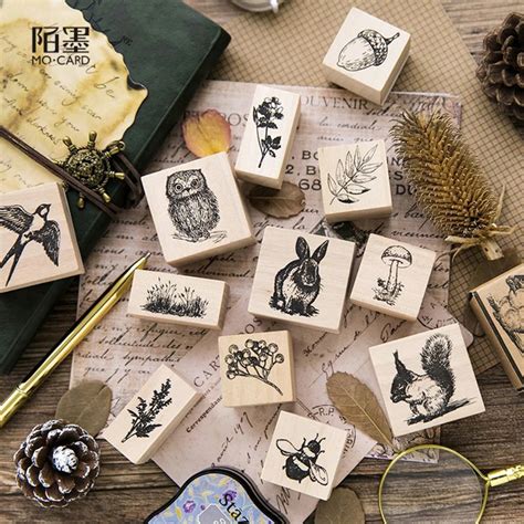 Forest animal series wood stamp owl squirrel wooden rubber stamps for scrapbooking Handmade card ...