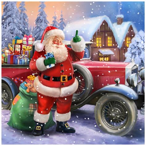 Santa Claus with classic car Painting by Patrick Hoenderkamp - Pixels