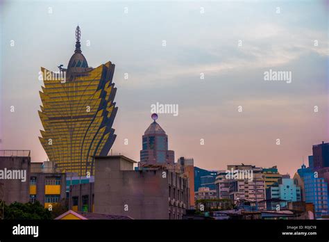 Macau, China city skyline at dusk Stock Photo - Alamy