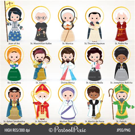 Saints Clipart Cute Saints Jesus Clipart Catholic Images - Etsy UK