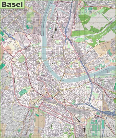 Large detailed map of Basel