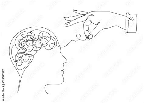 Psychologic therapy session concept with human head continuous line ...