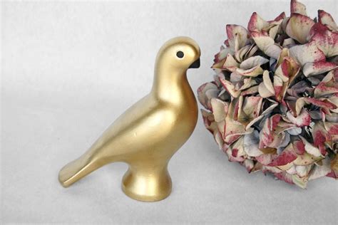 Gold Bird Sculpture Vintage Repainted Dove Figurine Minimalist | Etsy