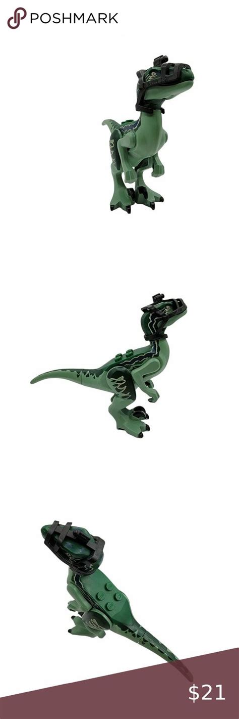 Lego Jurassic World Velociraptor Delta Minifigure Raptor With Helmet Dk Green in 2022 | Lego ...