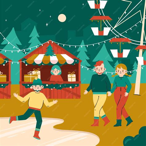 Free Vector | Hand drawn flat christmas market illustration