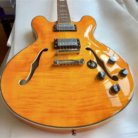 Semi Hollow Body Electric Guitar With Flamed Top - Buy Guitar Wholesale ...