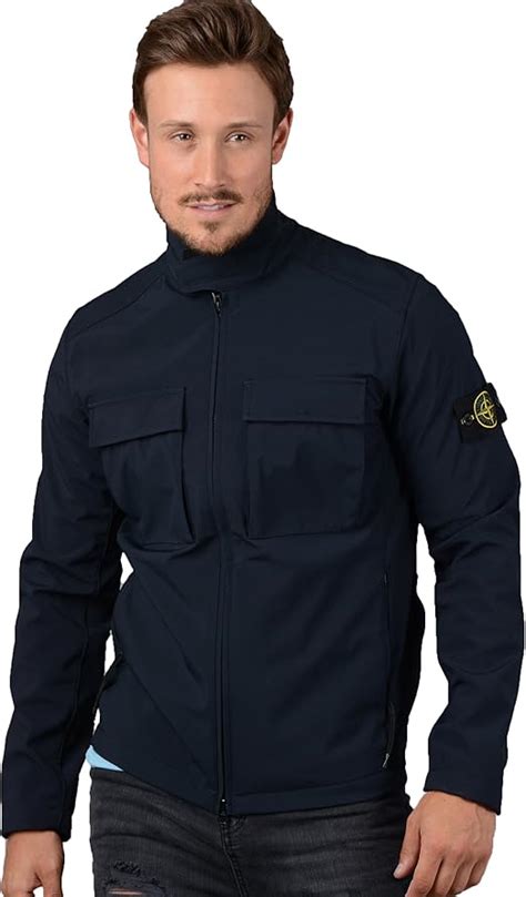 Stone Island Jacket - Mens 41727 Soft Shell Jacket in Navy : Amazon.co ...