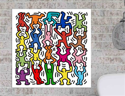 Keith Haring Dancers Pop Art Graffiti print on canvas black | Etsy