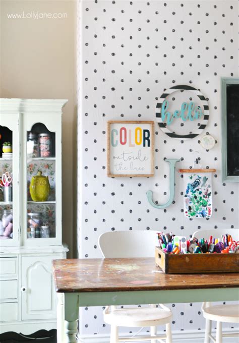 wallpaper craft room makeover - Lolly Jane