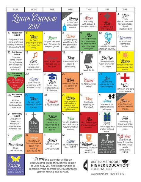 2024 Lent Calendar - Printable And Enjoyable Learning