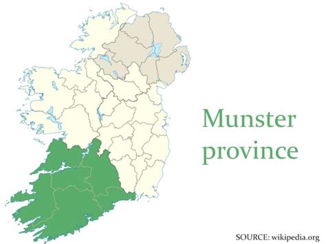 Munster province map – Road map with towns – Ireland Map