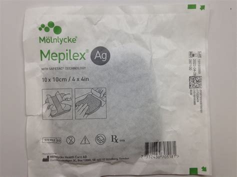 MÖLNLYCKE 287100 Mepilex Ag Dressing With Safetac Technology, 10 x 10cm ...