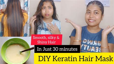 DIY Keratin Hair Mask For Smooth, Silky & Shiny Hair||Just 30 minutes||Hair Spa At Home - YouTube