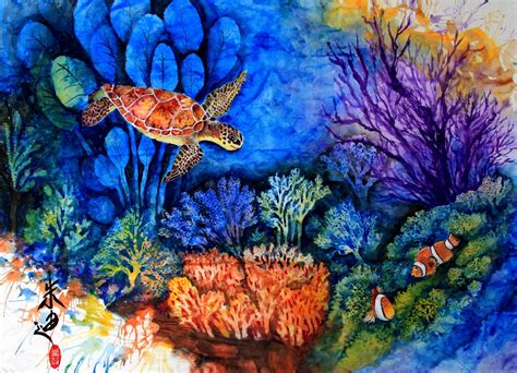 Watercolor Underwater Scene at PaintingValley.com | Explore collection of Watercolor Underwater ...