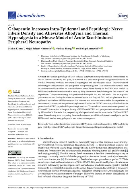 (PDF) Gabapentin Increases Intra-Epidermal and Peptidergic Nerve Fibers ...