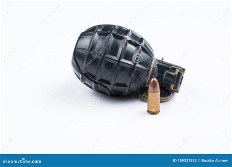 Bomb And Bullet And Gun Isolated On White Background.Copy Space Royalty-Free Stock Photo ...