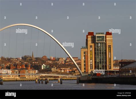 Newcastle Millennium Bridge and the Baltic art gallery museum Stock ...