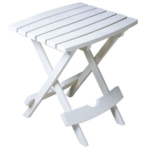 Adams Manufacturing Quik-Fold White Resin Plastic Outdoor Side Table-8500-48-3700 - The Home Depot