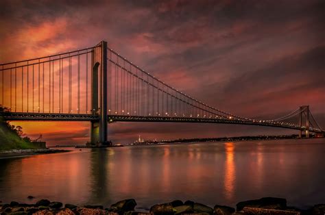 Verrazano Bridge at Sunset | Sunset photography, Sunset, Sunrise sunset