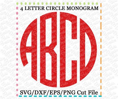 EXCLUSIVE 4 Letter Circle Monogram Font SVG eps DXF Cutting