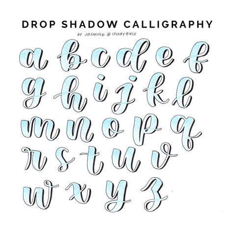 calligraphy drop shadow reference sheet, see the process for some of these letters in this video ...