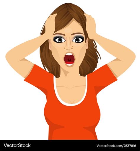 Emotionally stressed woman grabbing her head Vector Image