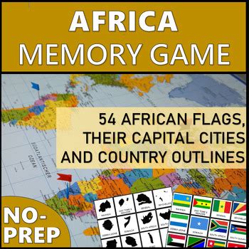 AFRICA MATCHING MEMORY GAME | Flags, Capital Cities and Country Outlines