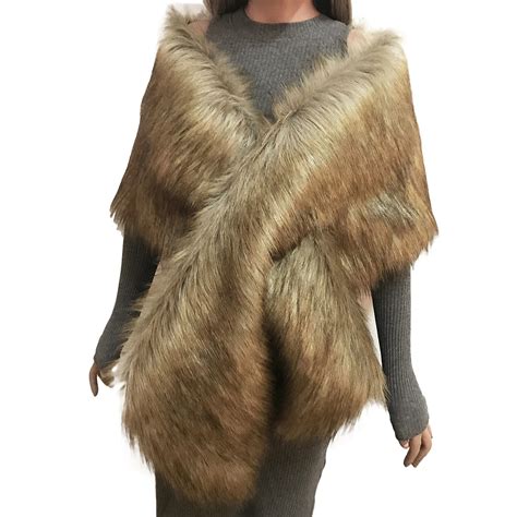 Winter Thick Warm Women Faux Fur Scarf Hairy Ladies Fur Shawl Wrap ...